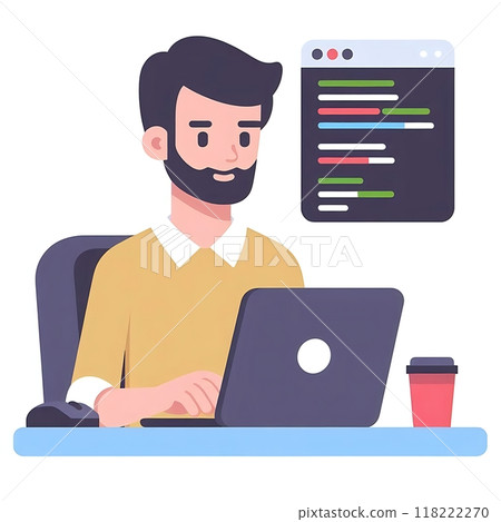 Programmer developer flat style illustration, white background, isolated, character Programmer developer flat style illustration, white background, isolated, character 118222270