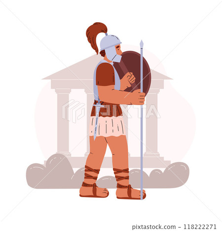 Roman legionary with a spear and a shield. 118222271