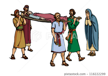 Vector drawing. Funeral of the man 118222299
