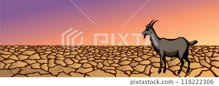Dry cracked earth. Vector drawing 118222306