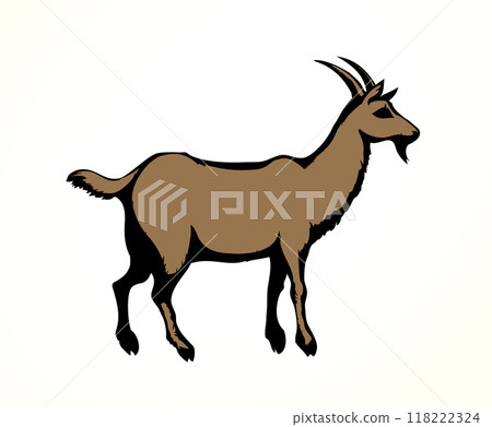 Big white goat. Vector animal Big white goat. Vector animal 118222324