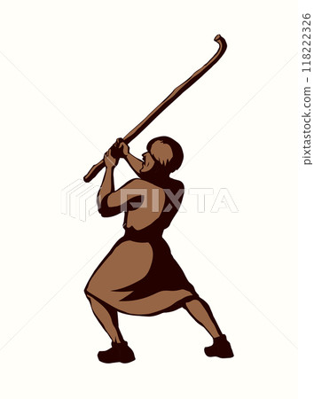Vector drawing. Man with stick Vector drawing. Man with stick 118222326