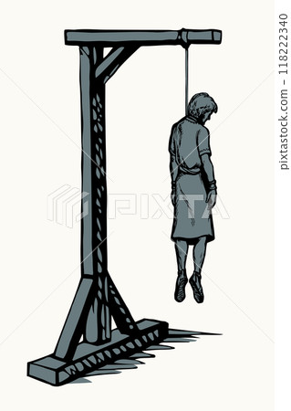 Vector drawing. Wooden gallows with loop 118222340