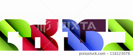 Colorful curve geometric shapes on white Colorful curve geometric shapes on white 118223078