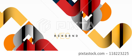 Abstract background. Colorful geometric curve shapes with black shadow lines effects Abstract background. Colorful geometric curve shapes with black shadow lines effects 118223225