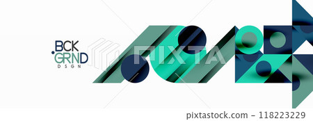 Trendy colorful circles, lines, arrows, triangles and other geometric shapes. Vector Illustration For Wallpaper, Banner, Background, Card, Book Illustration, landing page Trendy colorful circles, lines, arrows, triangles and other geometric shapes. Vector Illustration For Wallpaper, Banner, Background, Card, Book Illustration, landing page 118223229