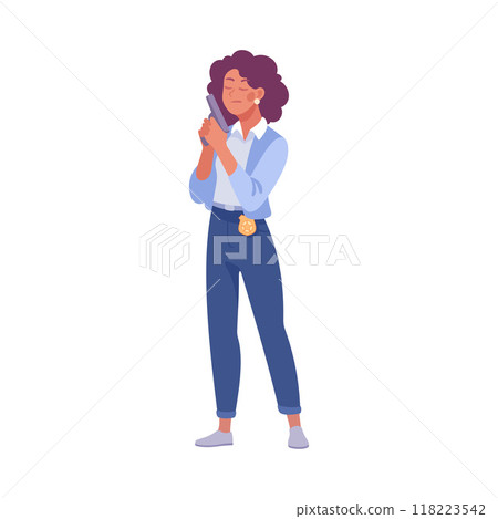 Inspecting Detective Woman Character Investigating Case Vector Illustration 118223542