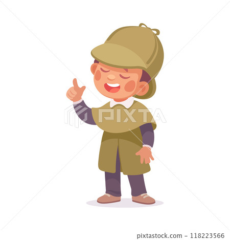 Inspecting Detective Boy Character Investigating Case Vector Illustration 118223566