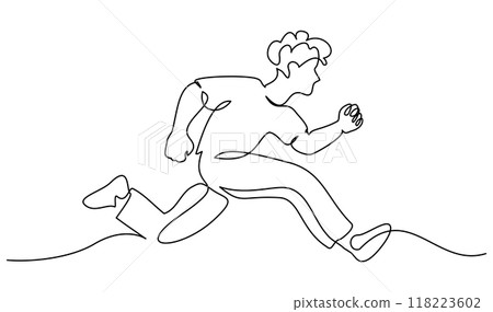 Boy or man running, hurrying and rushing forward to aims and aspirations to succeed. Boy or man running, hurrying and rushing forward to aims and aspirations to succeed. 118223602