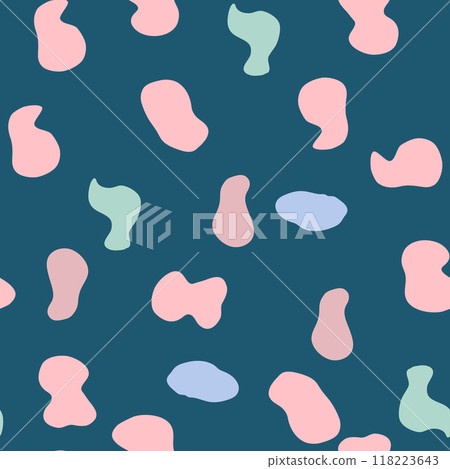 Groovy Lava Lamp Seamless Pattern. Psychedelic Fluid Drops Vector Background in 1970s Hippie Retro Style 118223643