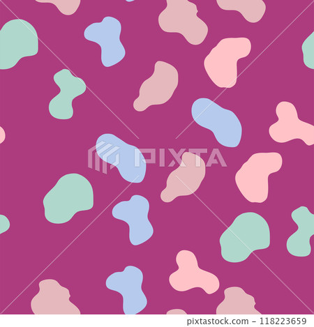 Groovy Lava Lamp Seamless Pattern. Psychedelic Fluid Drops Vector Background in 1970s Hippie Retro Style 118223659