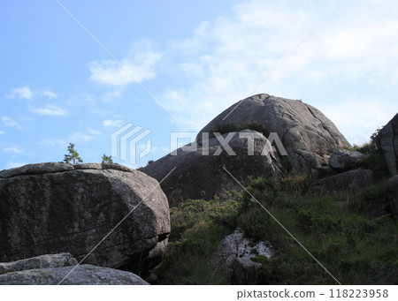 Unique volcanic rock formations in the Magma Geo Park, Rogaland, Norway. 118223958