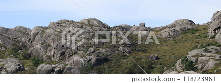 Anorthosite rock mountains near Egersund, Norway. Anorthosite rock mountains near Egersund, Norway. 118223961