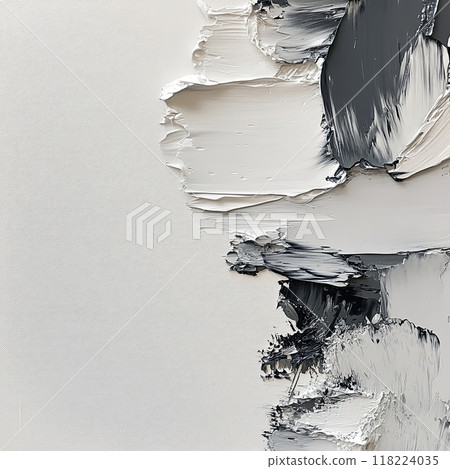 The artwork showcases a blend of black, white, and gray shades, featuring swirling textures that create an illusion of depth and movement, artistically crafted in a modern studio. 118224035