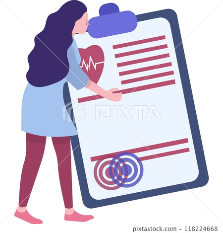 Doctor looking at medical patient card vector icon Doctor looking at medical patient card vector icon 118224668