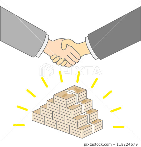 A business illustration of the successful conclusion of a major contract involving large sums of money 118224679