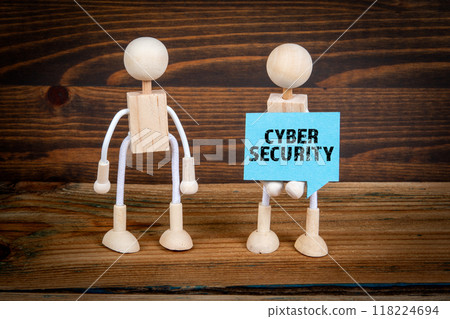 Cyber Security. Speech bubble with text in the hands of a human figure 118224694