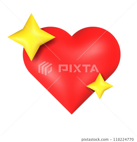 3d heart with shiny star sparkles. Vector illustration 3d heart with shiny star sparkles. Vector illustration 118224770