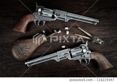 Old West Firearms Colt Dragoon Revolvers with bullet mold, bullets and powder flask Old West Firearms Colt Dragoon Revolvers with bullet mold, bullets and powder flask 118225047