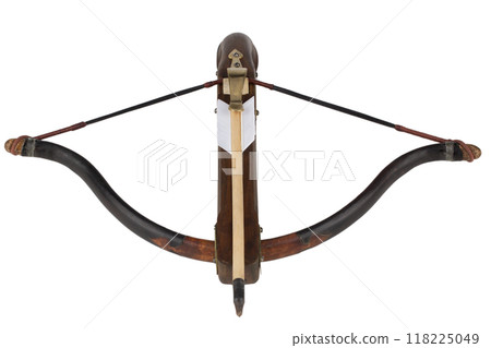 Vintage small crossbow isolated on white Vintage small crossbow isolated on white 118225049
