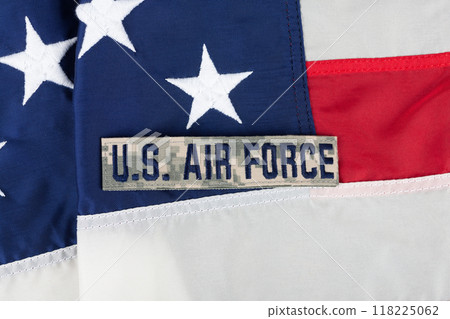 US AIR FORCE branch tape on USA national flag 118225062
