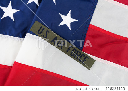 US AIR FORCE branch tape on USA national flag 118225123