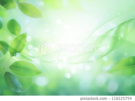抽象波浪背景與綠葉 抽象波浪背景與綠葉 118225754