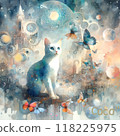 Circle of light, butterfly and cat 118225975
