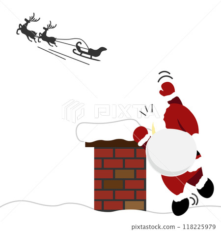 煙囪旁的聖誕老公公被馴鹿留下的插圖01 118225979