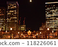 Full moon and red brick Tokyo Station 118226061
