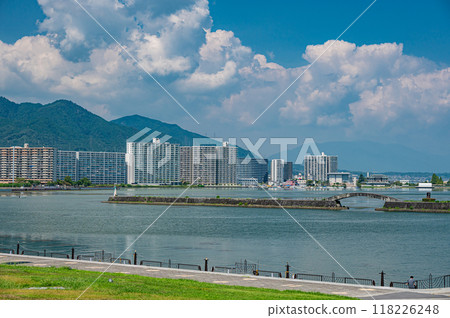 Lake Biwa beach Otsu landscape in summer Lake Biwa beach Otsu landscape in summer 118226248