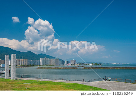Lake Biwa beach Otsu landscape in summer Lake Biwa beach Otsu landscape in summer 118226249