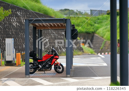 Motorcycles in the parking lot Motorcycles in the parking lot 118226345