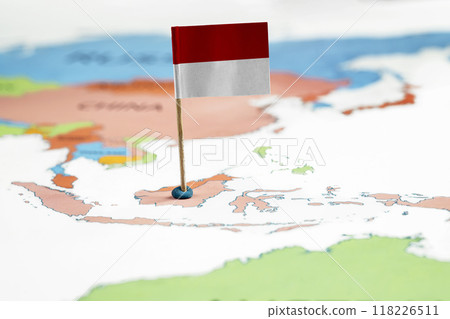 A map of Indonesia with an Indonesian flag on it A map of Indonesia with an Indonesian flag on it 118226511