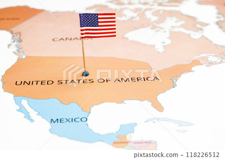 A map of the United States with a United States of America flag on it A map of the United States with a United States of America flag on it 118226512