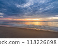 Beautiful sunset at famous Natai beach in Phang nga, southern part of thailand close to Phuket. 118226698