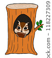 Chipmunk peeking through a hole in a tree 118227309