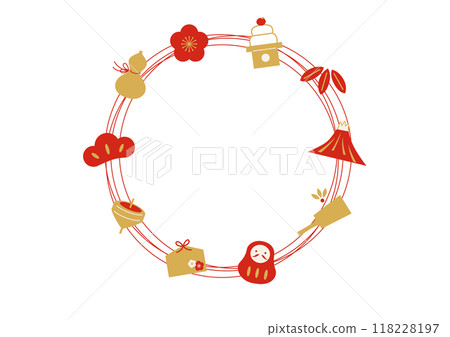 新年幸運符圓形框架(無生肖) 新年幸運符圓形框架(無生肖) 118228197