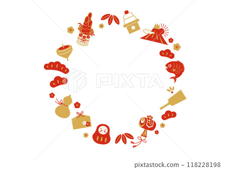 New Year's lucky charm circular frame (no zodiac sign) 118228198