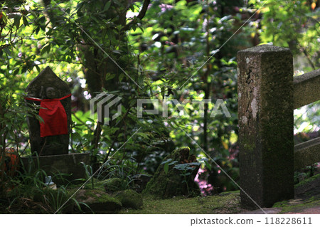 Buddha statue and bridge on the approach to the shrine 118228611