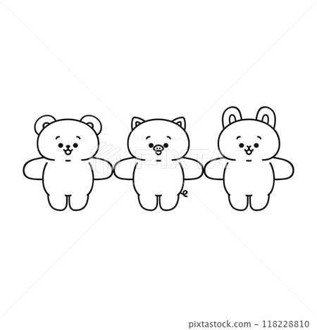 動物牽手線描 118228810