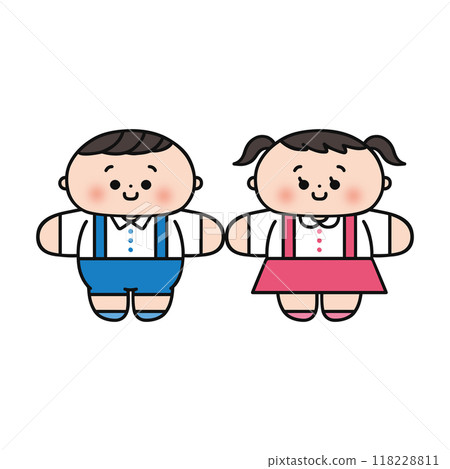 男孩和女孩手牽手 118228811