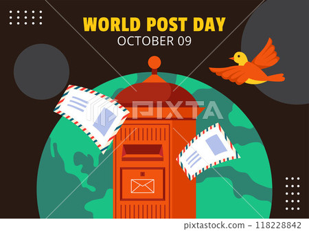 Post Day Social Media Background Flat Cartoon Hand Drawn Templates Illustration 118228842