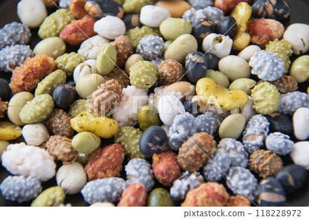 Bean snacks in a black dish Bean snacks in a black dish 118228972