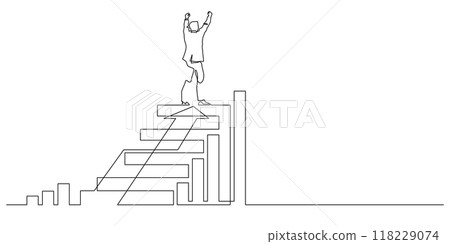 businessman arm raising successful on top of steps one line businessman arm raising successful on top of steps one line 118229074