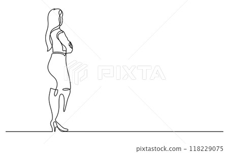 businesswoman crossed arms confidence leadership one line businesswoman crossed arms confidence leadership one line 118229075
