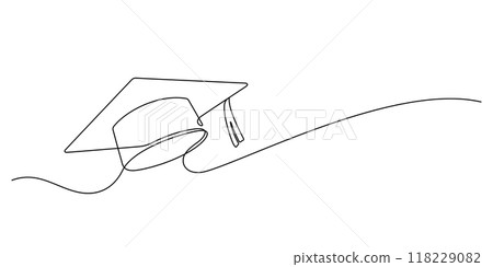 graduation cap celebrating continuous one line drawing 118229082