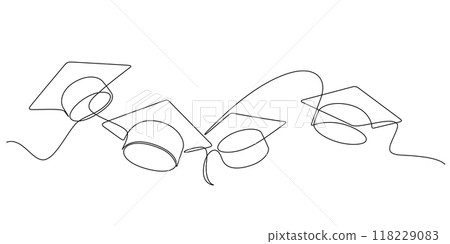 graduation cap celebrating throw continuous one line graduation cap celebrating throw continuous one line 118229083