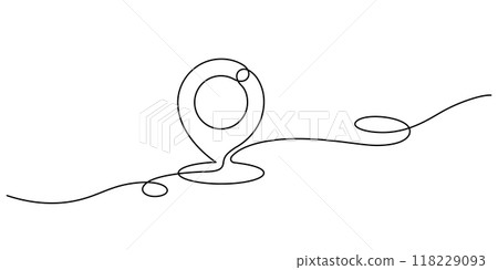 map pin icon location continuous one line drawing map pin icon location continuous one line drawing 118229093