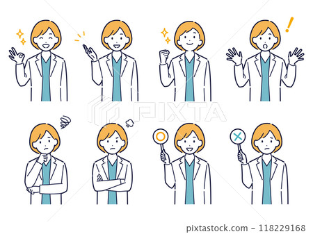 Female doctor's facial expression variation set_Illustration 118229168